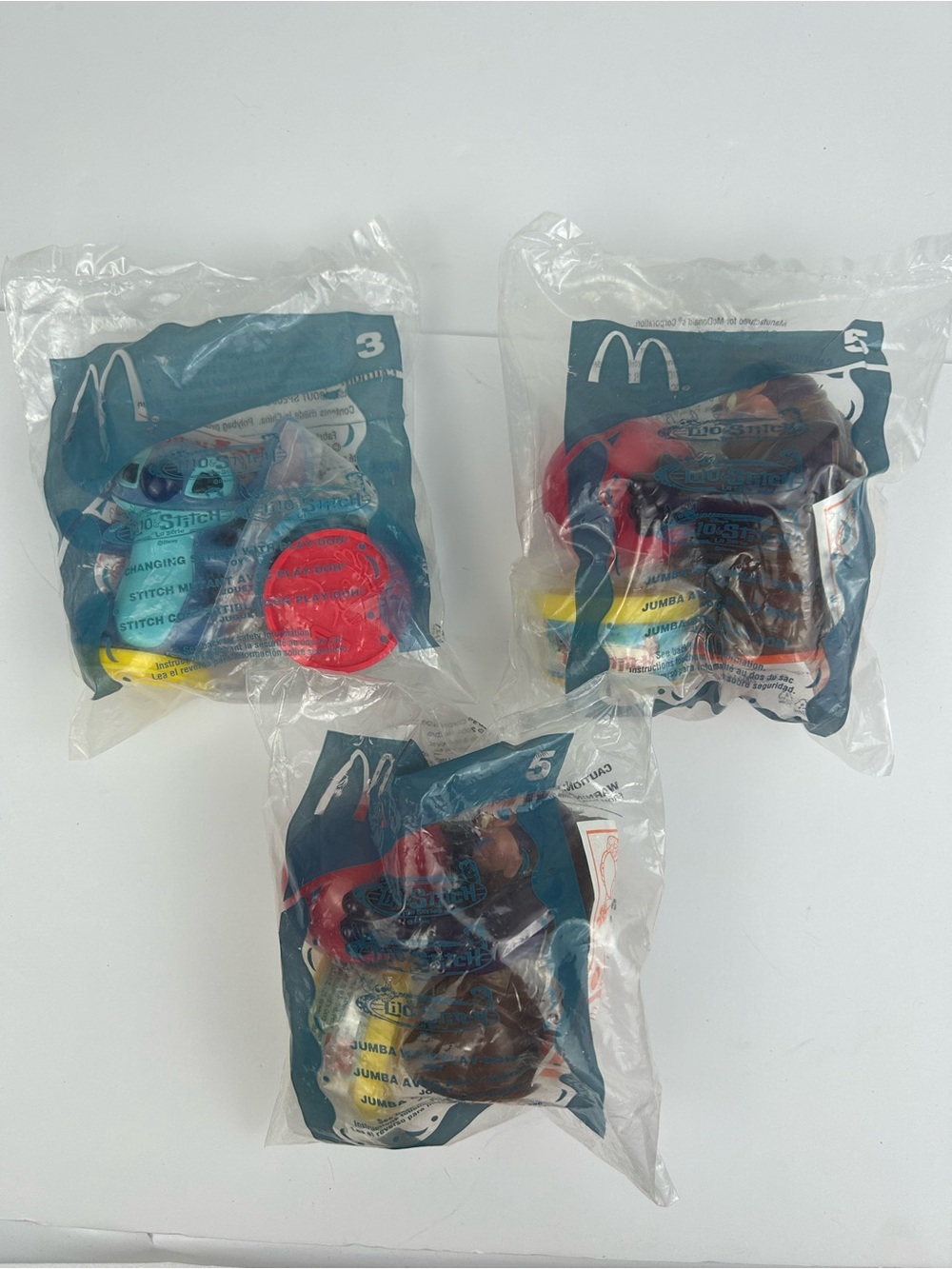 Lilo & Stitch Play-Doh 2003 McDonalds Happy Meal Toys Disney Lot of 3 NEW